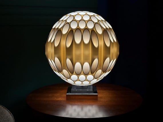 Table Lamp Layered Petal Spherical Shade Translucent White Ethereal Glow