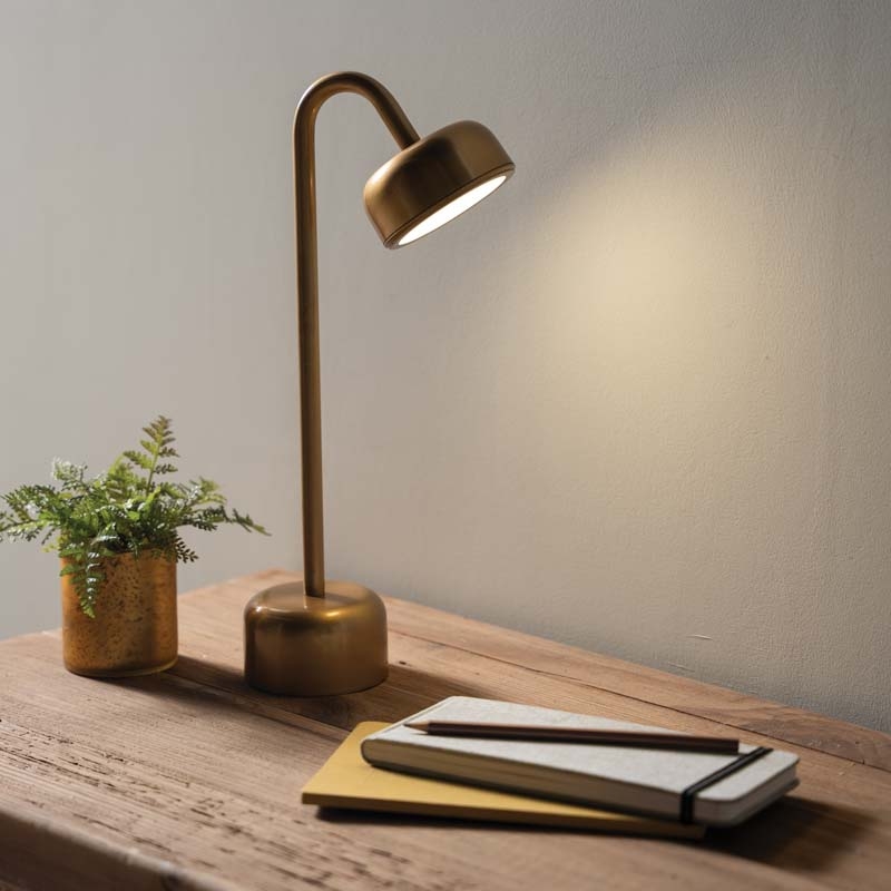 Table Lamp Matte Charcoal Gray Mushroom Dome Shade Cordless LED