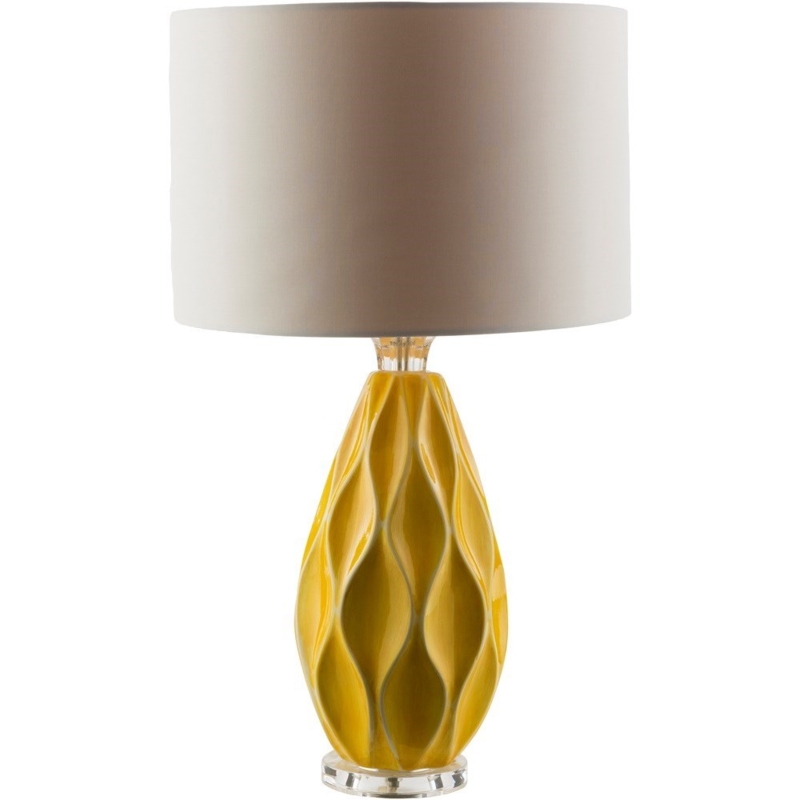 Table Lamp: Modern Gourd Shape with Tapered Neck, Ceramic. Coastal Style.
