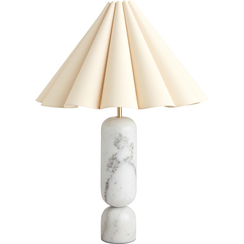 Table Lamp Oversized Linen Drum Shade Marble Tapered Base Scandinavian