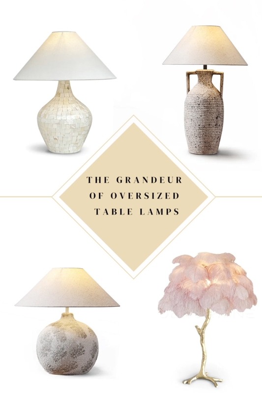 Table Lamp Oversized Textured Ceramic Base White Drum Shade Transitional