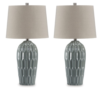 Table Lamp Pale Teal Glaze Transitional Coastal.