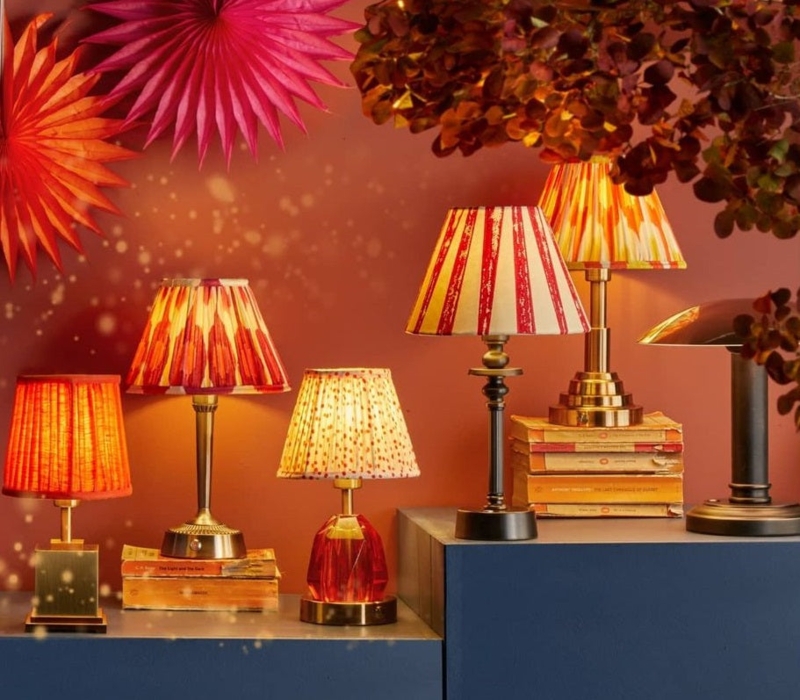 Table Lamp Patterned Fabric Shades Portable Design Eclectic Style