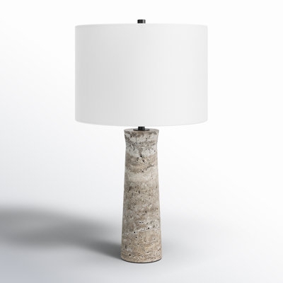 Table Lamp Pitted Stone Like Base Cylindrical Organic Modern Styling