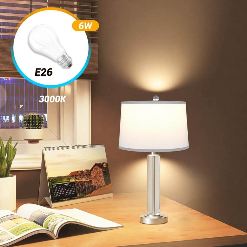 Table Lamp Polished Chrome Navy Blue Drum Shade with USB Ports