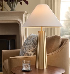 Table Lamp Rough Charcoal Stone Tall Cylindrical Shade