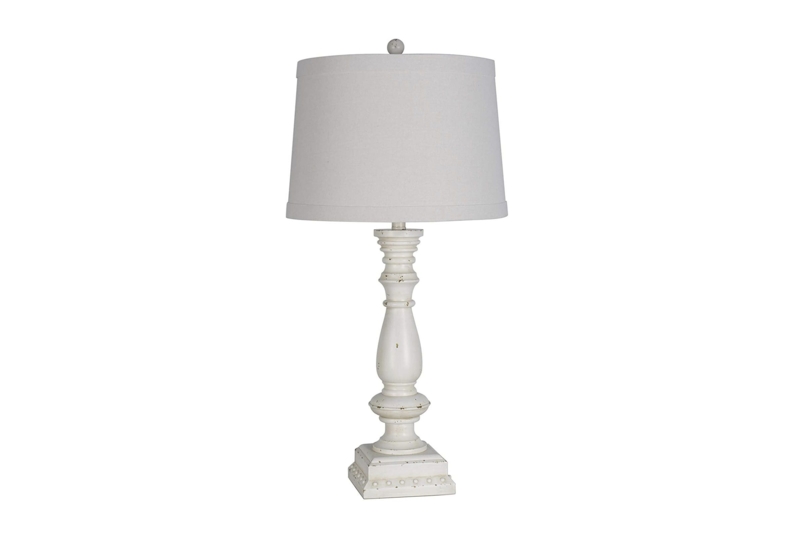 Table Lamp: Rustic Traditional, Distressed Urn Base, Tapered Shade