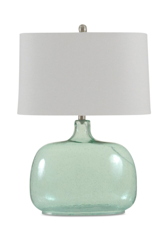 Table Lamp Seeded Glass, Coastal Style, Glass Base.