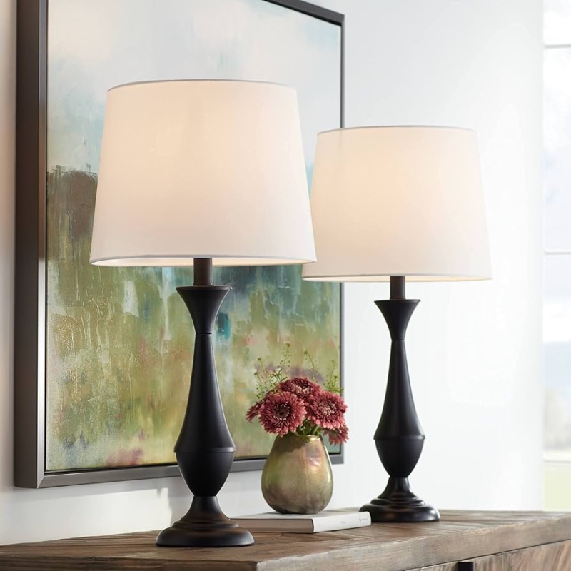 Table Lamp Set Minimalist Metal Slender Stem
