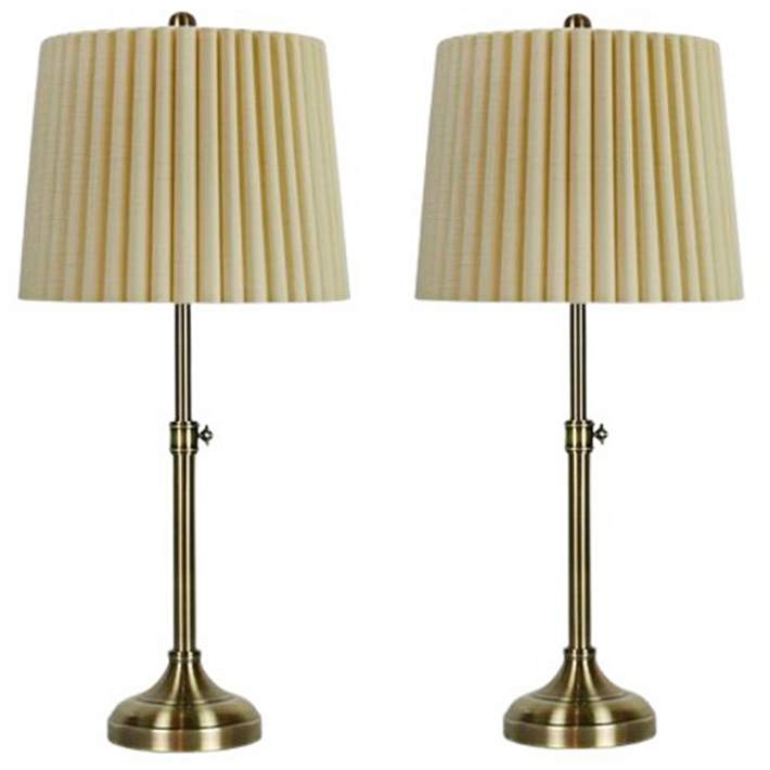 Table Lamp Set Swing Arm Antique Brass Industrial Task Light Pair