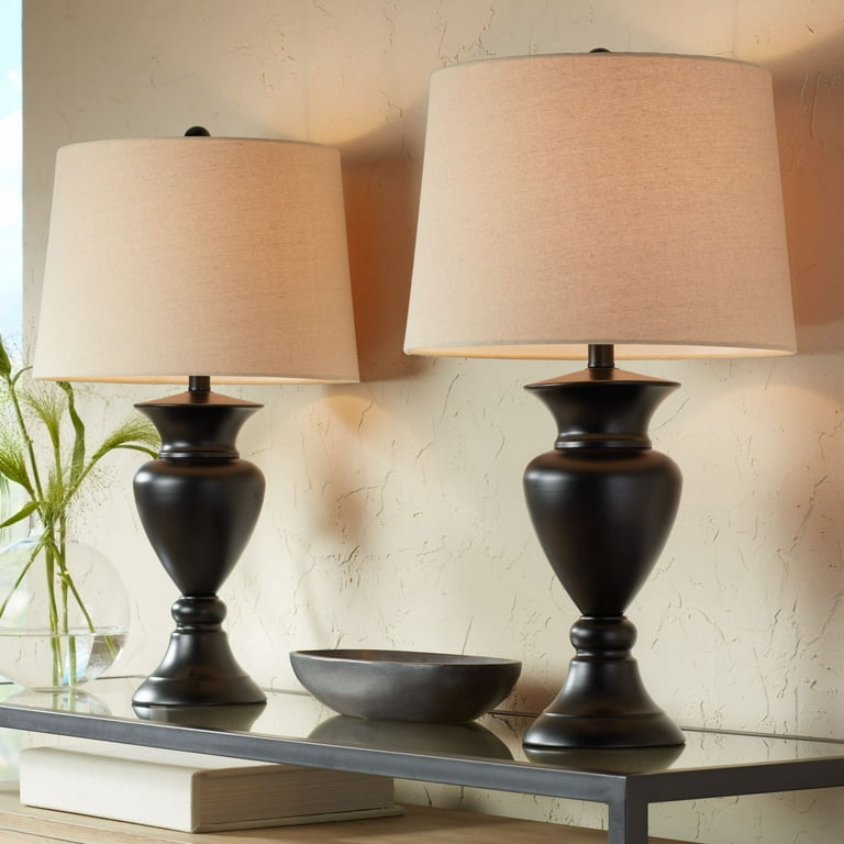 Table Lamp Set Urn Silhouette Dark Bronze Finish Traditional Pair