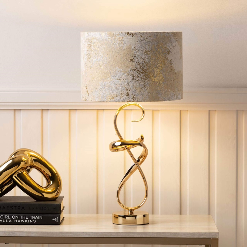 Table Lamp Swirl Base Polished Finish Sculptural Accent Lighting