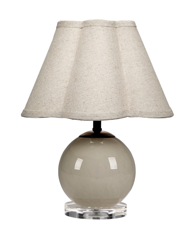 Table Lamp Taupe Blown Glass Base Dotted Pattern White Drum Shade