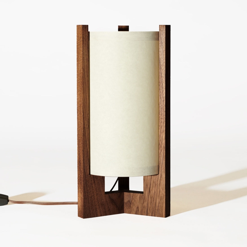 Table Lamp Tripod Base Tapered Legs Coolie Shade Japanese Inspired