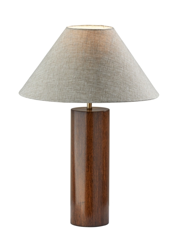 Table Lamp Tripod Base Walnut Toned Legs Natural Wood Base Lighting