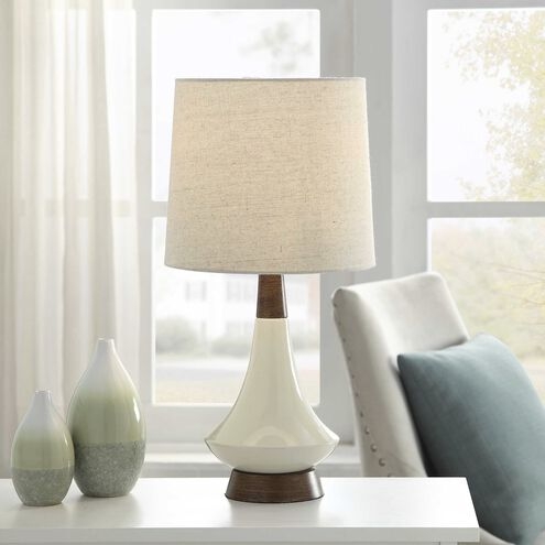 Table Lamp: White Ceramic Urn Base, Beaded Texture Transitional Decor