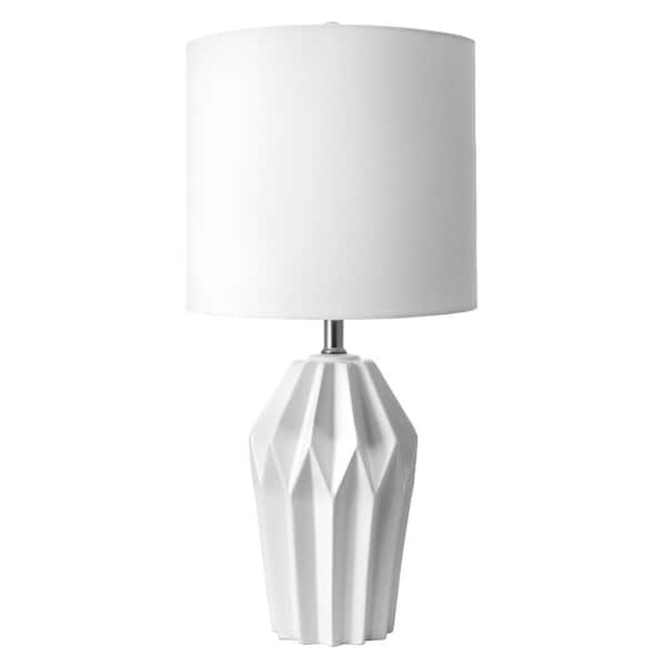 Table Lamp White Popcorn Texture Sculptural Base Contemporary Style
