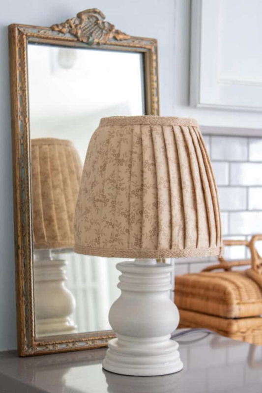 Table Lamp with Blue Botanical Fabric Shade in Traditional Style