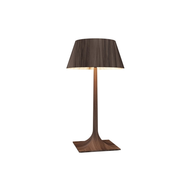 Table Lamp Wood Veneer Shade Slim Neck Minimalist Side Table Lamp