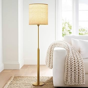 Tall Beige Drum Lampshade with Linen-Like Texture and Spider Fitter.