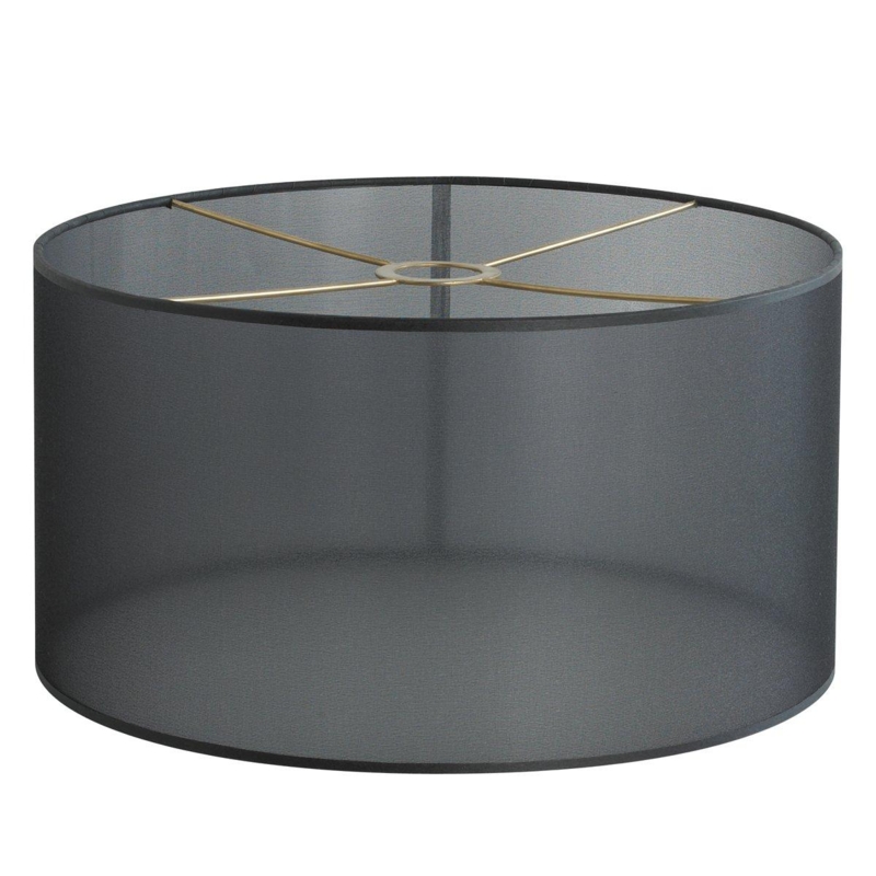 Tall Drum Pendant Shade in Matte Black with Vertical Ribbing