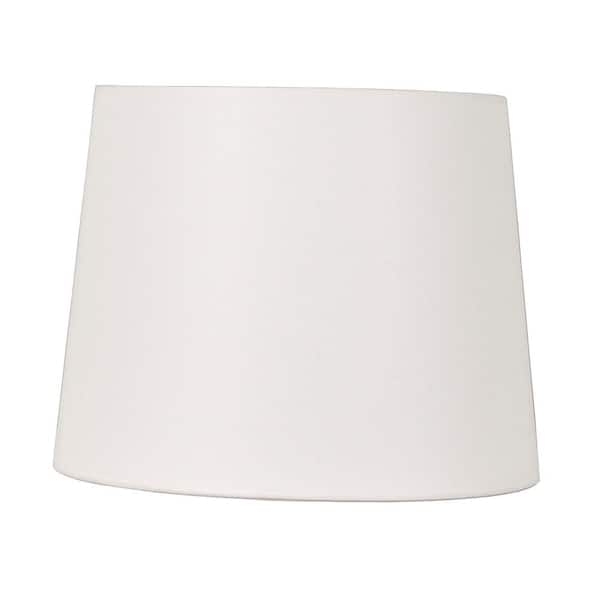Tall White Hardback Drum Lamp Shade, Linen-Like Fabric Texture.