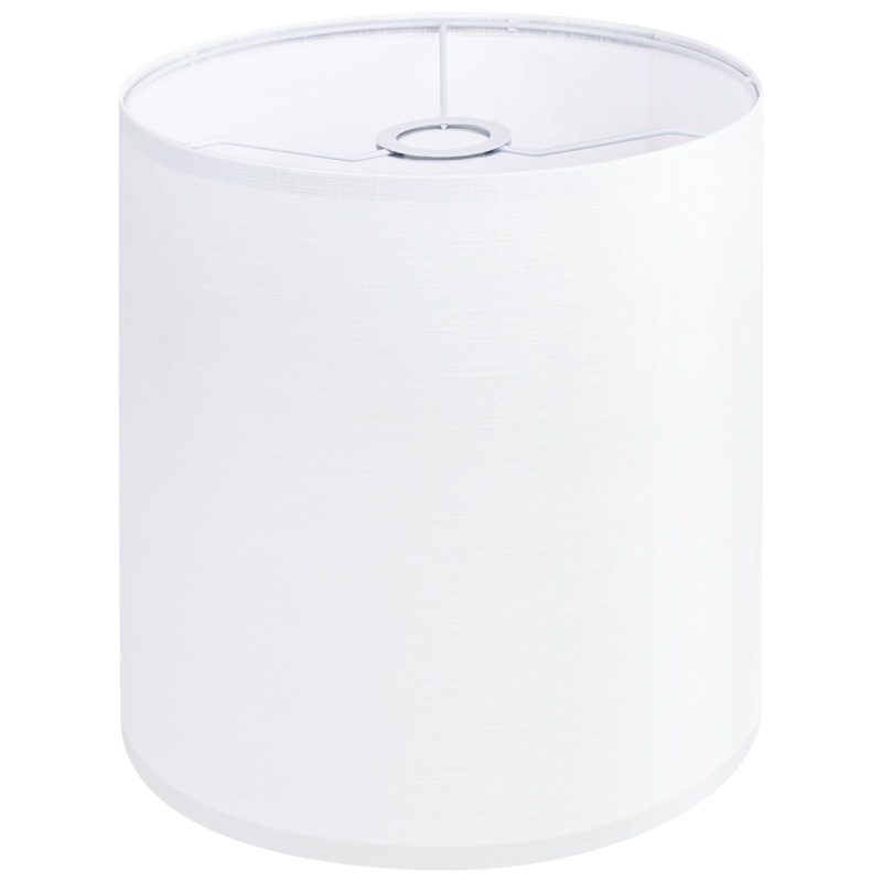 Tall White Lampshade with Collapsible Wrap Design and Linen-Like Weave.