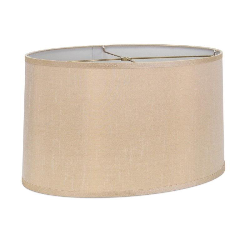Tan Tapered Oval Lamp Shade with Woven Fabric Texture