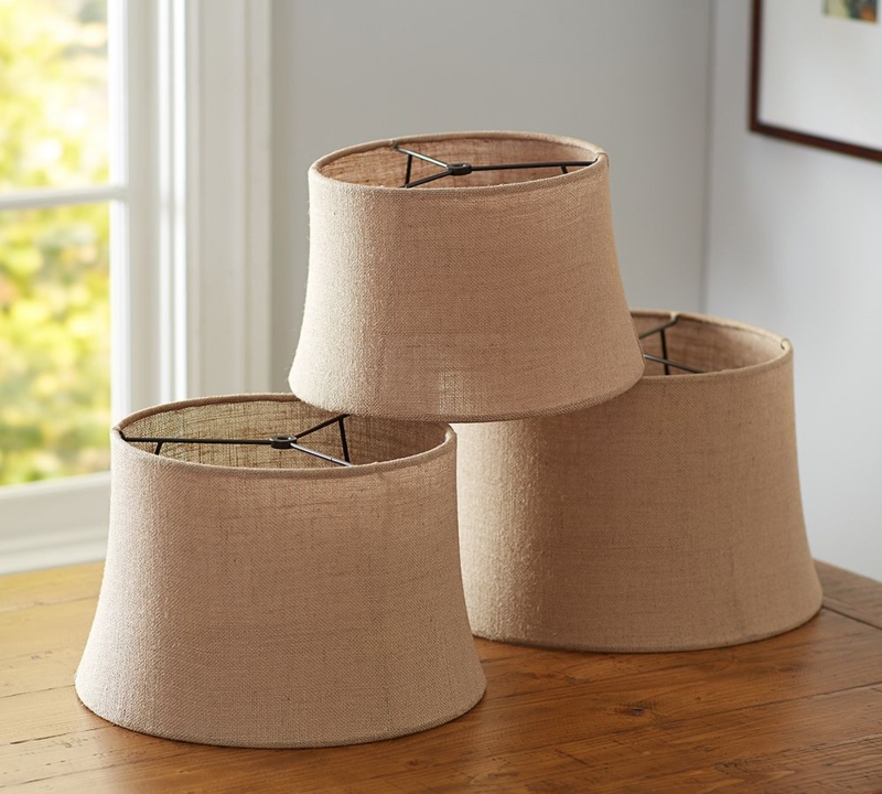 Tapered Drum Lamp Shade Burlap Like Weave Beige Rustic Farmhouse Lighting