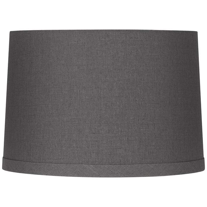 Tapered Drum Lamp Shade in Charcoal Linen-Like Fabric, Hardback