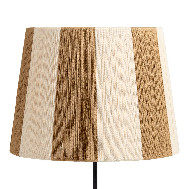 Tapered Drum Lamp Shade Jute Stripe Tan Bleached Coastal Bohemian