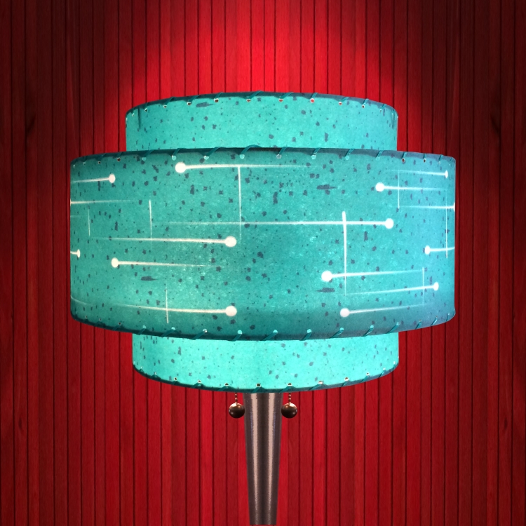 Tapered Drum Lamp Shade Mid Century Modern Black Geometric Line Pattern