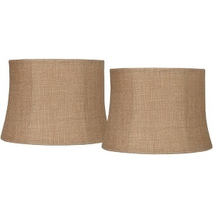 Tapered Drum Lamp Shades Set of Two, Natural Tan Burlap