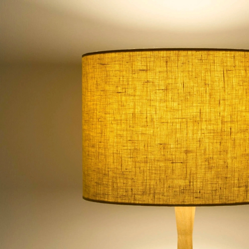 Tapered Drum Lampshade Honey Yellow Linen with Edge Piping