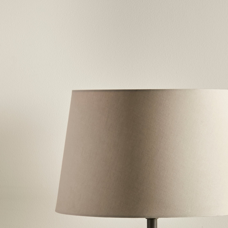 Tapered Drum Lampshade, Taupe Cotton Neutral Transitional Style