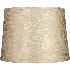 Tapered Drum Shade, Abstract Gold and White Print, Contemporary