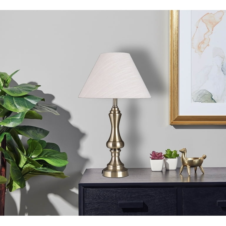 Tapered Fabric Lamp Shade Taupe Linen Transitional Office Lighting