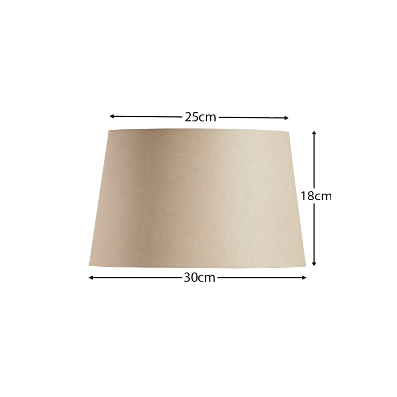 Tapered Lamp Shade, Taupe Cotton Gold Base Pairing Moody Decor