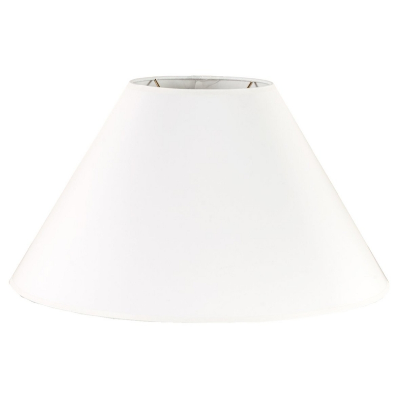 Tapered Lamp Shade, White Paper-Like Wide Base, Rolled Edges