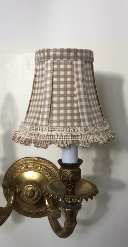 Tapered Lampshade Blue Botanical Print Linen-Like Fabric Sconce