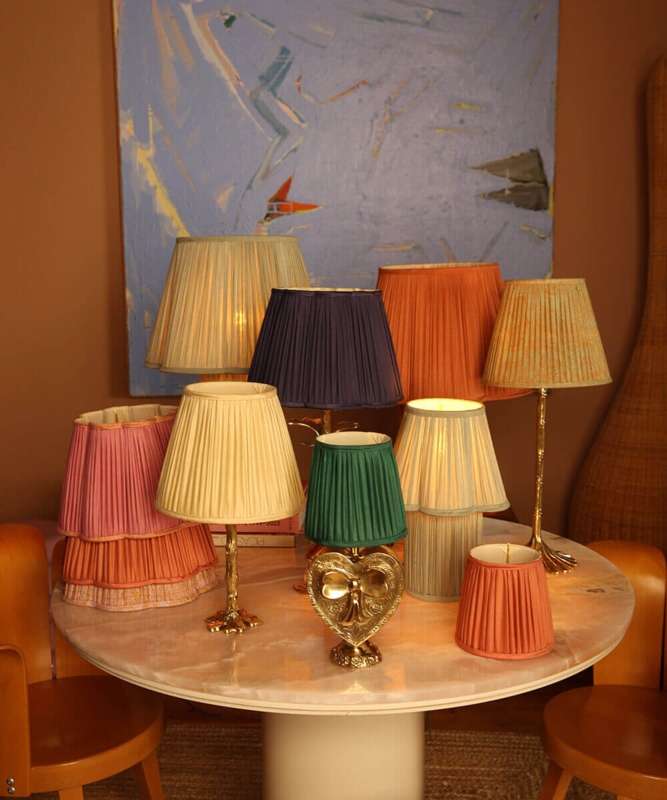 Tapered Lampshade featuring Emerald Floral Block Print Motif