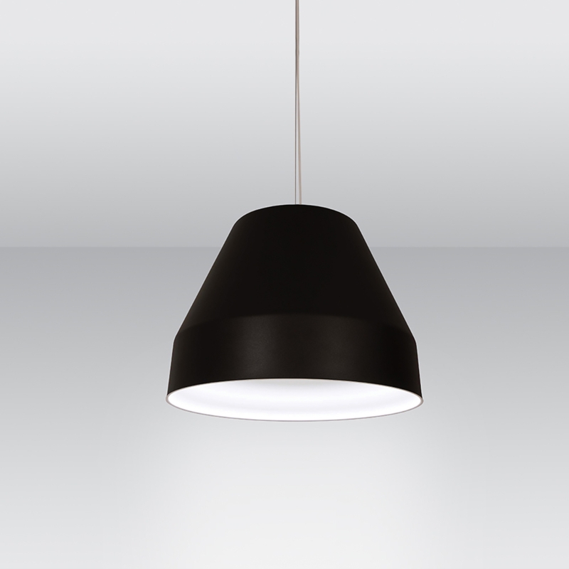Tapered Pendant Light Matte Black Bell White Interior Industrial