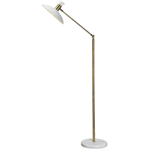 Task Floor Lamp Gold Toned Adjustable Arm Conical Shade