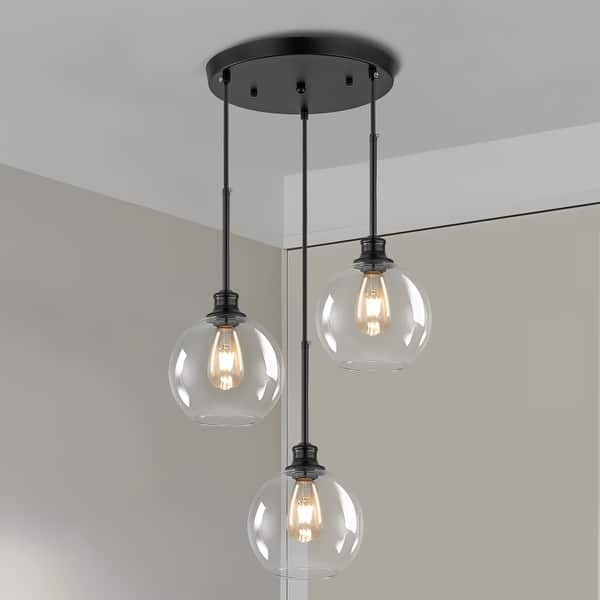 Teardrop Cluster Pendant Light Staggered Glass Industrial Dining Room.