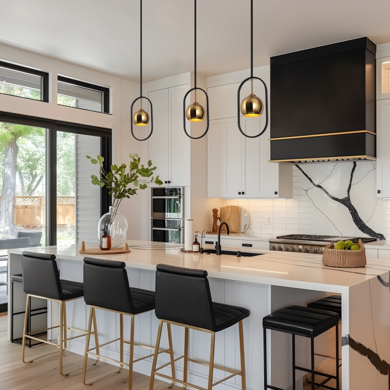 Teardrop Pendant Light Matte Black and Gold | Modern