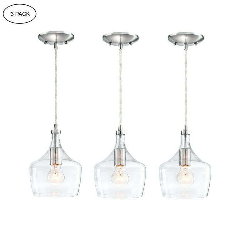 Teardrop Pendant Lights Clear Glass Brushed Nickel Hardware Transitional