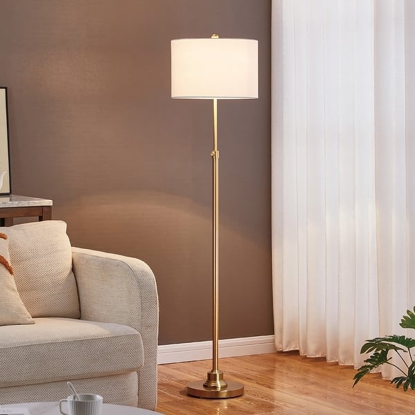 Telescoping Floor Lamp Adjustable Height Linen Shade