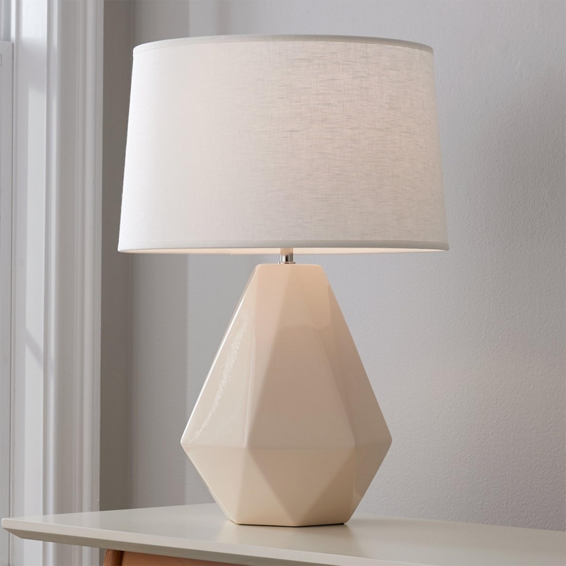 Textured Ceramic Table Lamp White Transitional Coastal Living Room
