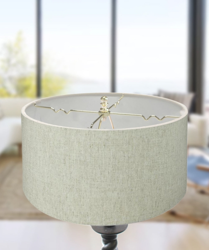 Textured Oatmeal Drum Lampshade Linen Like Slub Weave Transitional Style