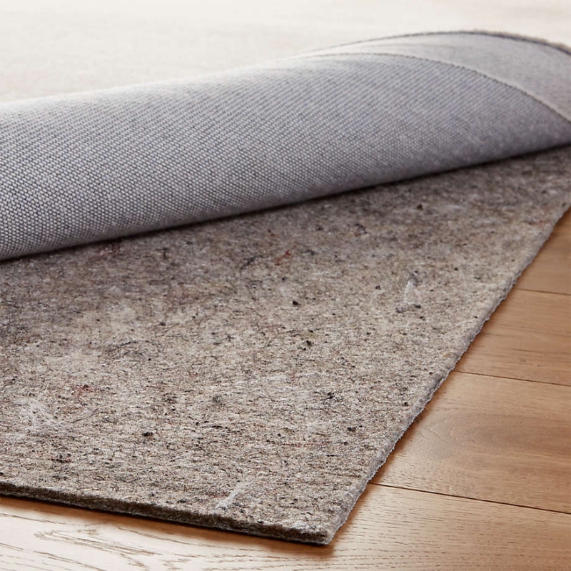 Thick Grey Rug Pad Felted Texture with Grid Pattern Underside